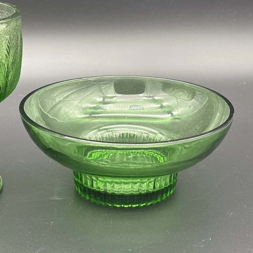 Vintage Mid Century Green Glass Bowl Set - Federal & Anchor Hocking